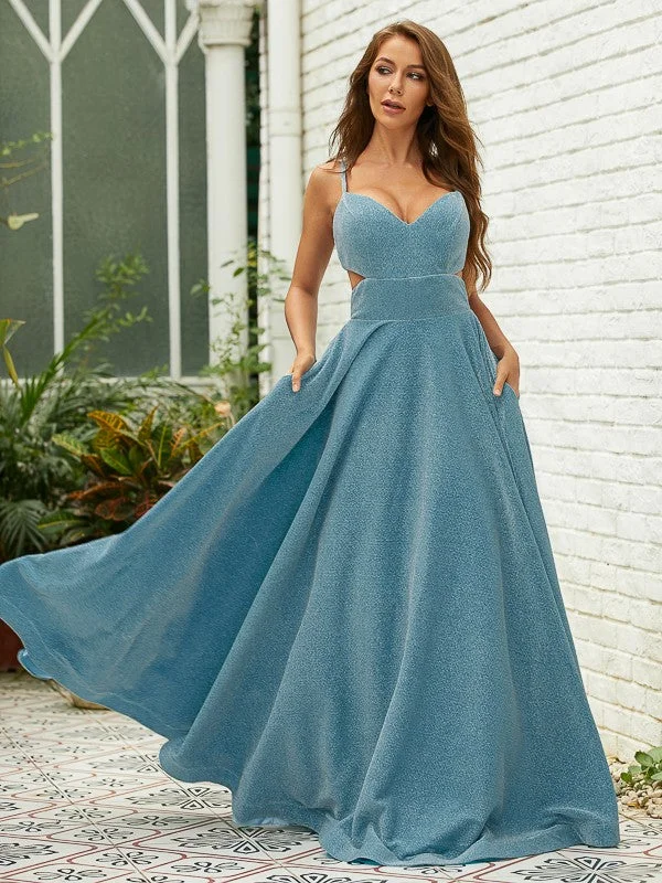 Weekend Special A-Line/Princess Ruffles V-neck Sleeveless Floor-Length Dresses