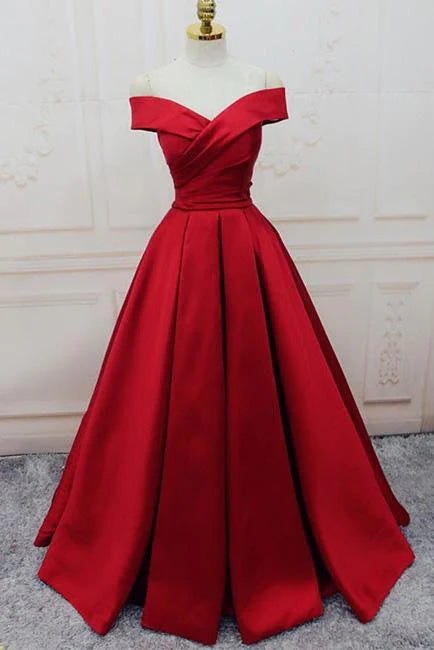 Discounts On Casual Weekend Styles Gorgeous Red Off Shoulder Sweetheart Sleeveless Long Lace up Satin Prom Dresses