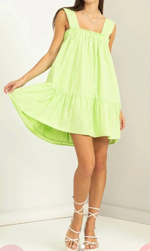 Chic & Cozy Collection Sleeveless Ruffled Mini Dress In Chartreuse