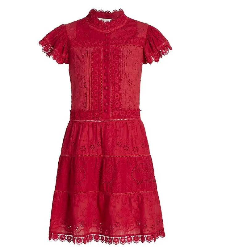 Exclusive Discount Women Marina Tiered Embroidered Mini Dress In Cinnamon