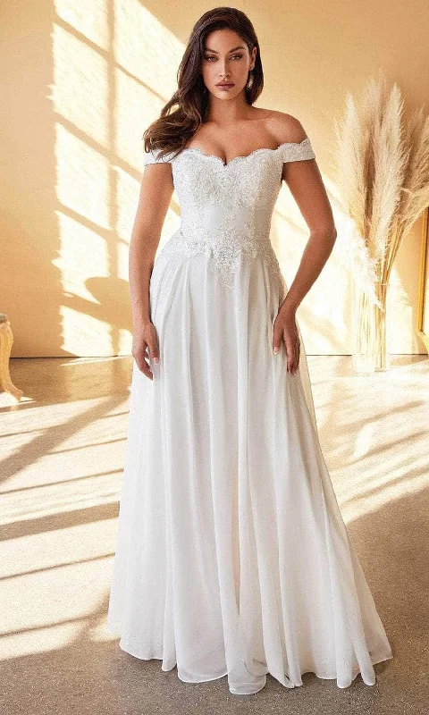 Beat The Heat In Tropical Styles Ladivine 7258W - Off Shoulder A-Line Bridal Gown