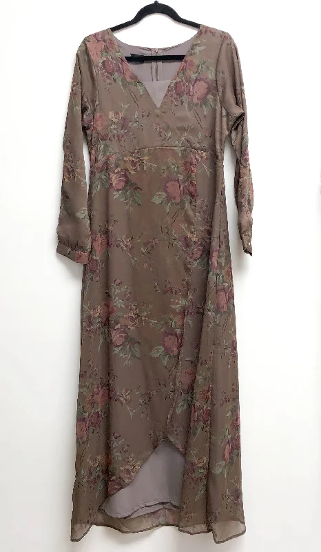 Limited Styles Esra Floral Print Chiffon Maxi Dress Abaya - FINAL SALE