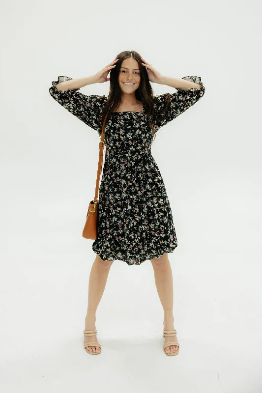 Spring Fashion Kayla Dress-Black Floral