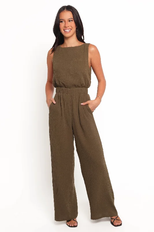 Seasonal Style Discounts Brenna Cotton Jumpsuit - Olive