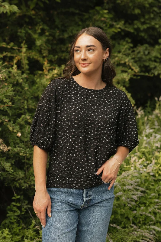 Limited Stock Adrianne Top-Black Floral