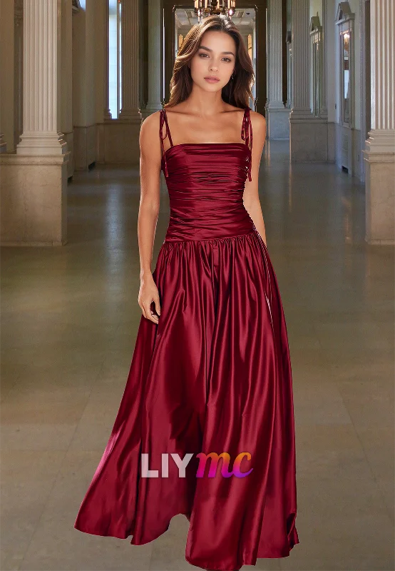 Effortless Sophistication Straight Across Sleeveless Pleated A-Line Prom Dress