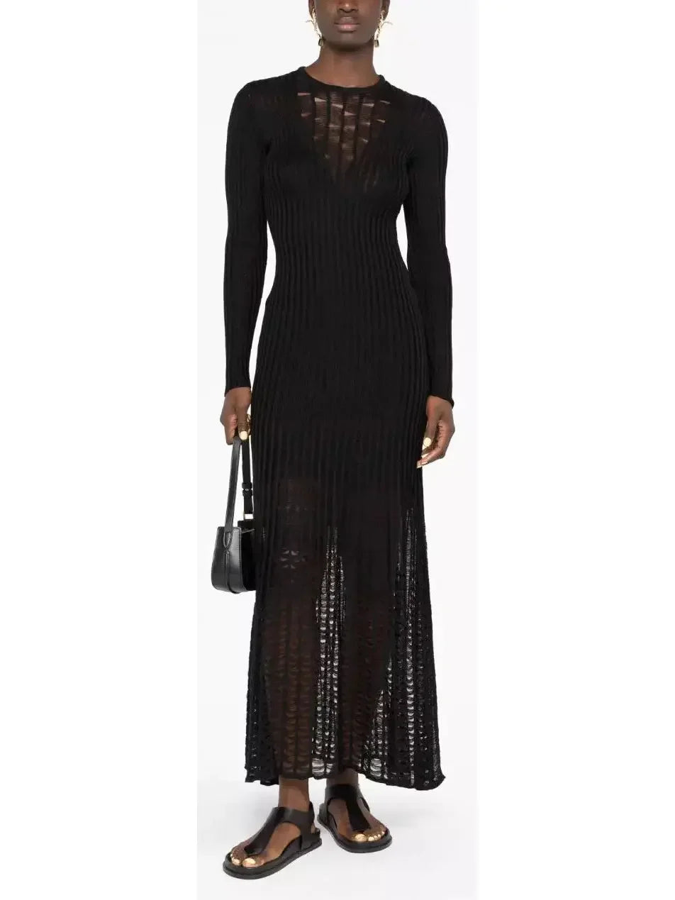 Quality Wear Ribbed-Knit Maxi Dress, Black