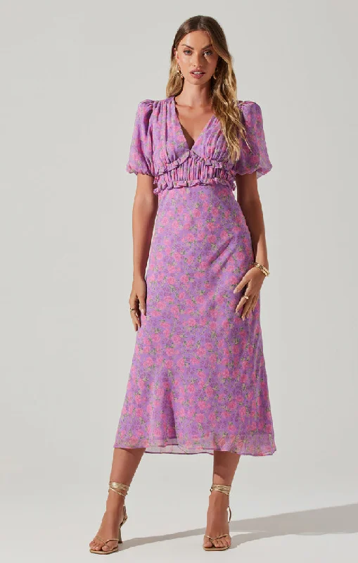 Romantic Detailing Esperanza Purple Pink Floral Dress