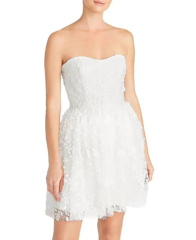 Limited Styles Strapless Tulle Mini Dress In Ivory