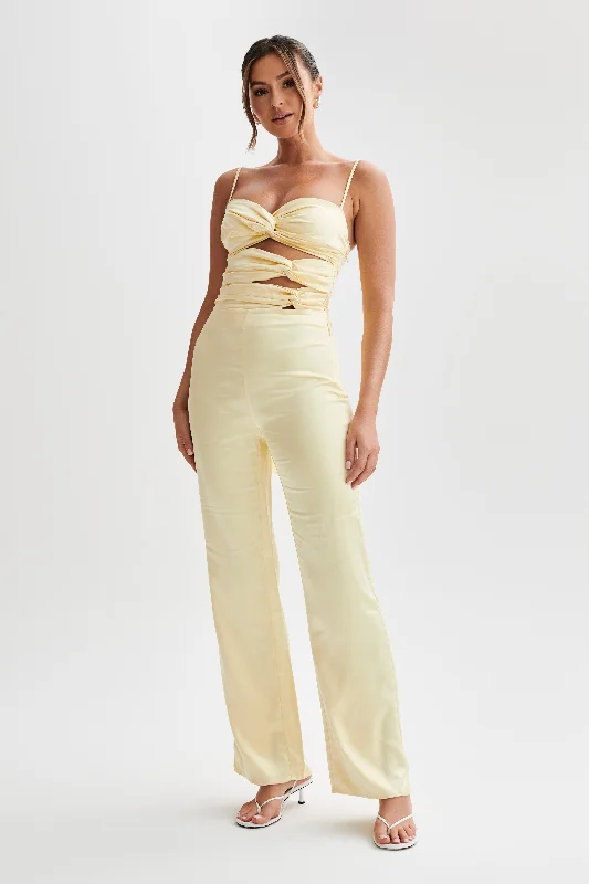 Discounts On Casual Weekend Styles Elina Twist Satin Jumpsuit - Butter