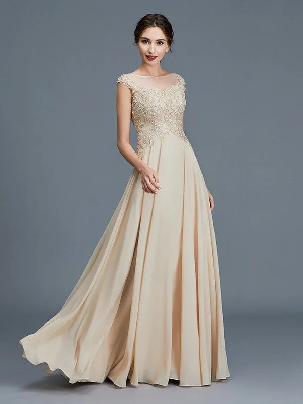 Fashionista Favorites A-Line/Princess Scoop Sleeveless Ruffles Chiffon Floor-Length Mother of the Bride Dresses