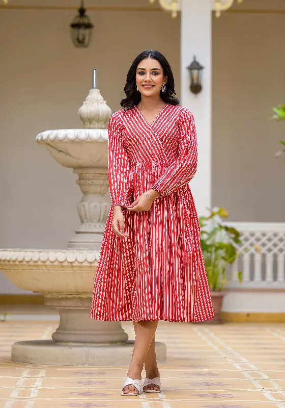 Seasonal Trend Red Candy Stripes Maxi Dress