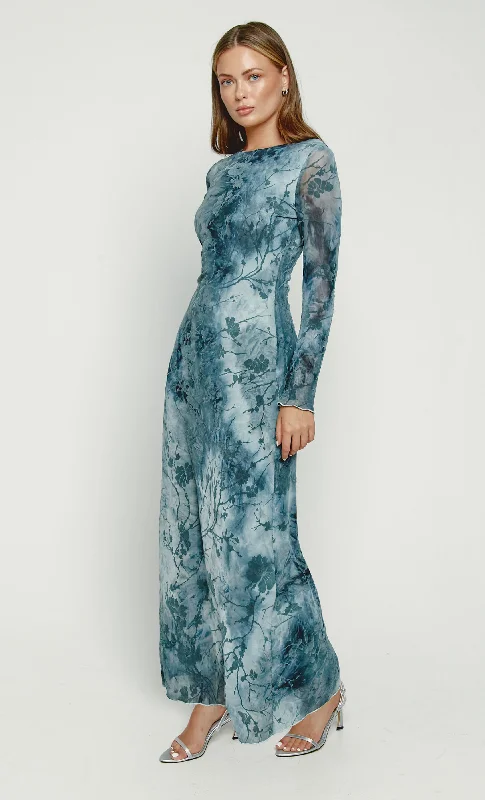 Premium Style Blue Burnout Maxi Dress