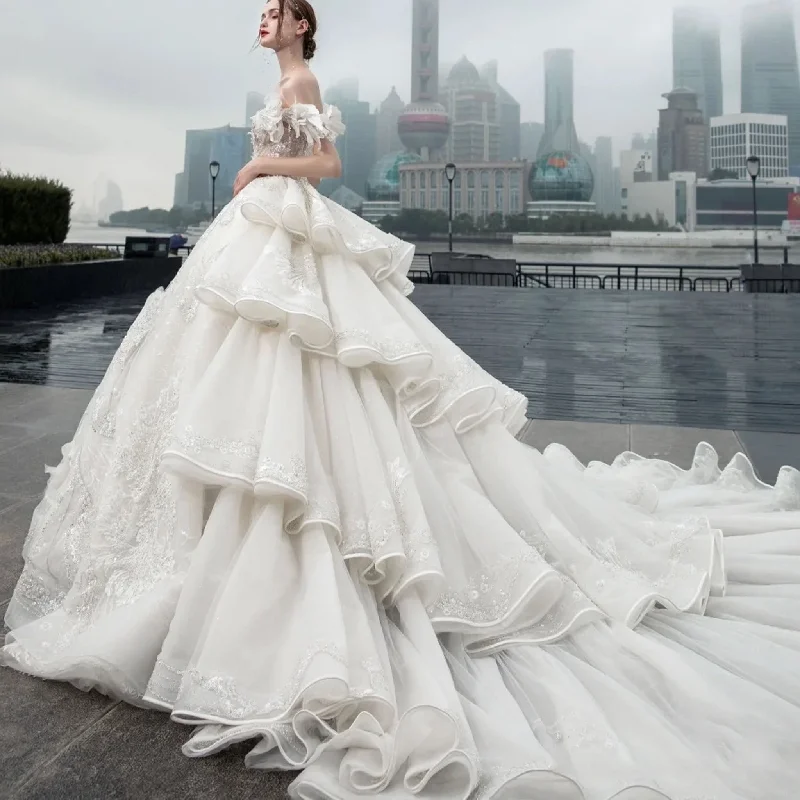 The Good Stuff Luxury Heavy Beading Illusion Bodice Bride Wedding Dress