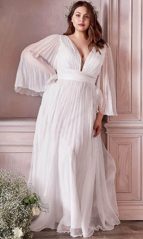 Timeless Elegant Cinderella Divine Bridal - Deep V-Neck Pleated Bridal Gown CD242WC - 1 pc Off White In Size 22 Available