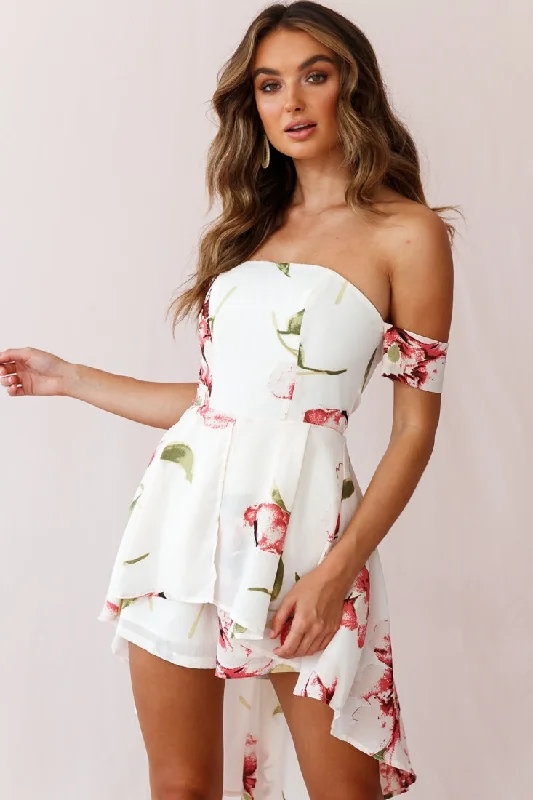 Grab Romantic Date - Night Styles Now Jessa High-low Summer Brunch Romper Off White