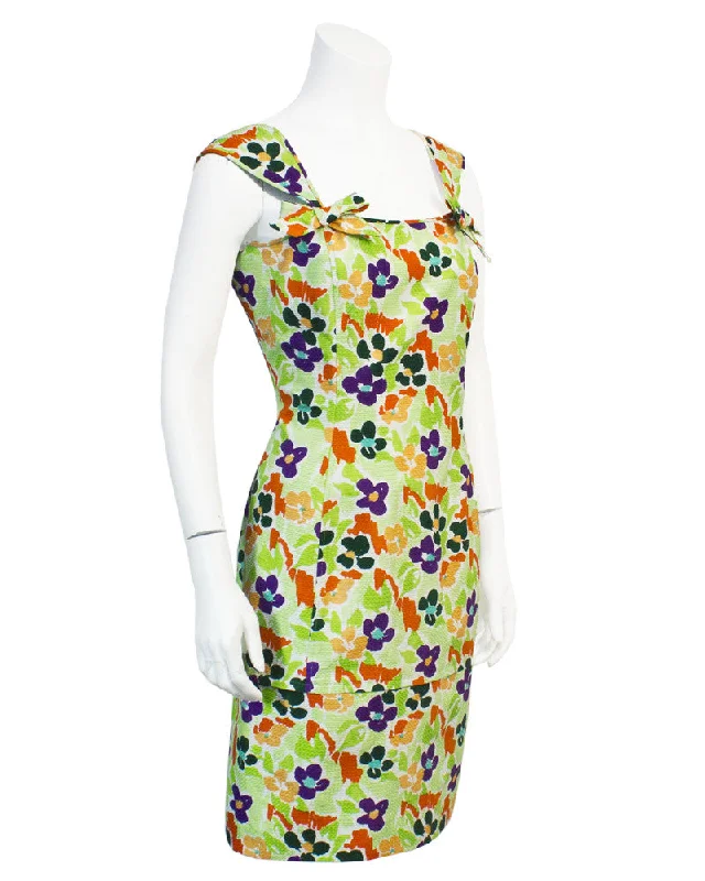 Bold Silhouette Floral Cotton Cocktail Dress