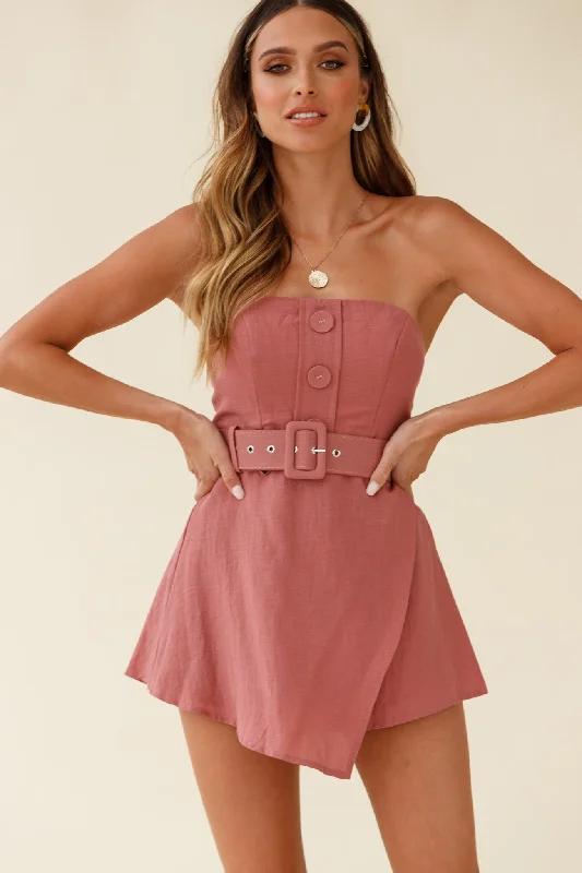 Soft Textures Erika Bandeau Skort Romper Brown