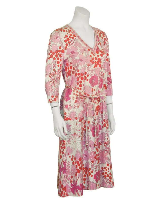 Chic Allure Pink Printed Cotton Floral Day Dress