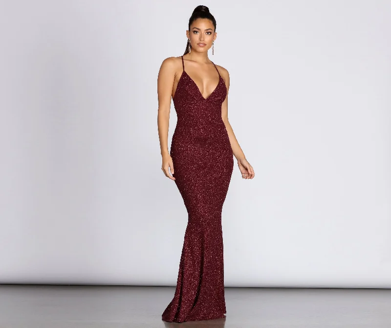 Brand Name Clothing Discount Extravaganza Khloe Long Stylish Glitter Formal Gown