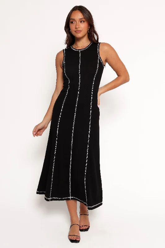 Holiday Glam Kyrie Midi Dress - Black White