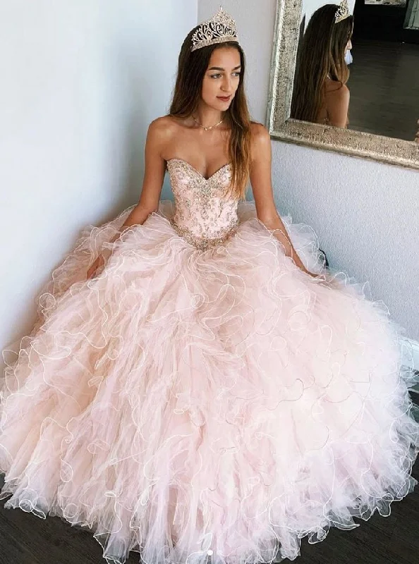 Big Savings On Minimalist Office Styles Sweetheart Sleeveless Tulle Prom Dresses Sweet 16 Dresses      S3322