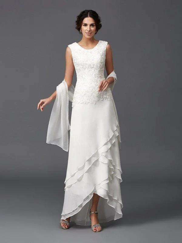 Limited Stock, Big Sale A-Line/Princess Scoop Lace Sleeveless Long Chiffon Mother of the Bride Dresses