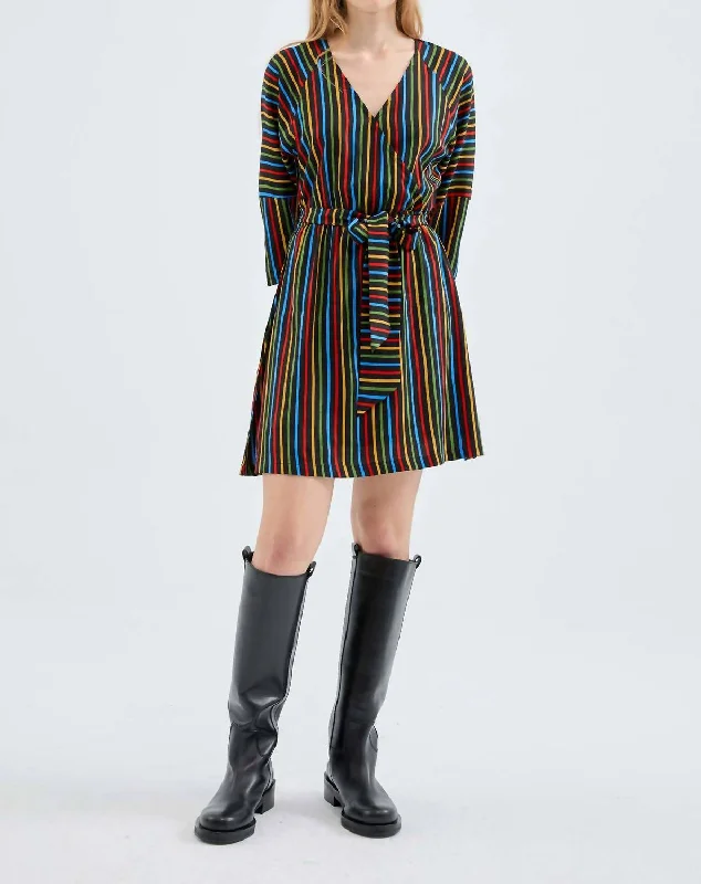 Now On Sale For Chic Urban Styles Ellie Rainbow Stripe Mini Dress In Multi