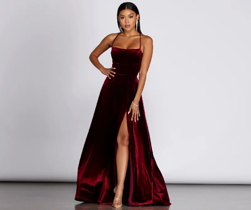 Mid - Season Sale Dakota Velvet Lace Charming Up Evening Gown