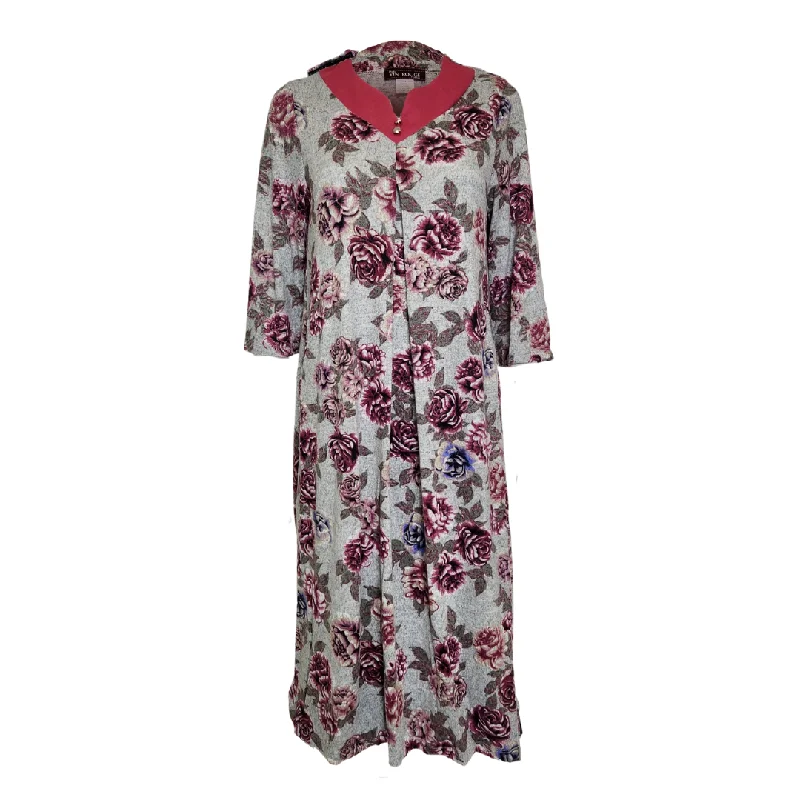 Casual Fashion Adaptive Dress with Notched Neckline - Pink Floral