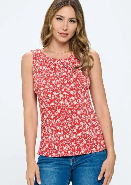 The Good Stuff Radiant in Red Floral Sleeveless Top Made in USA