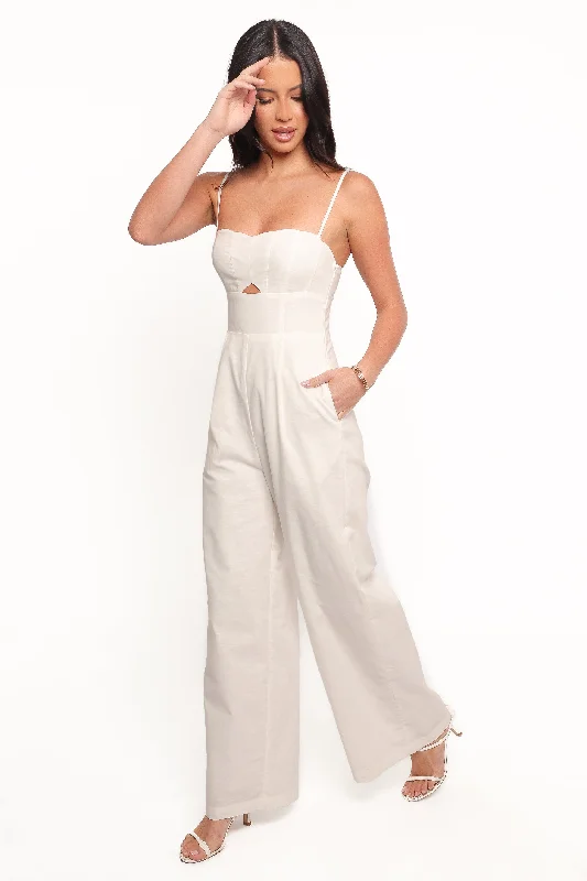 Evening Elegance Metra Scalloped Jumpsuit - White