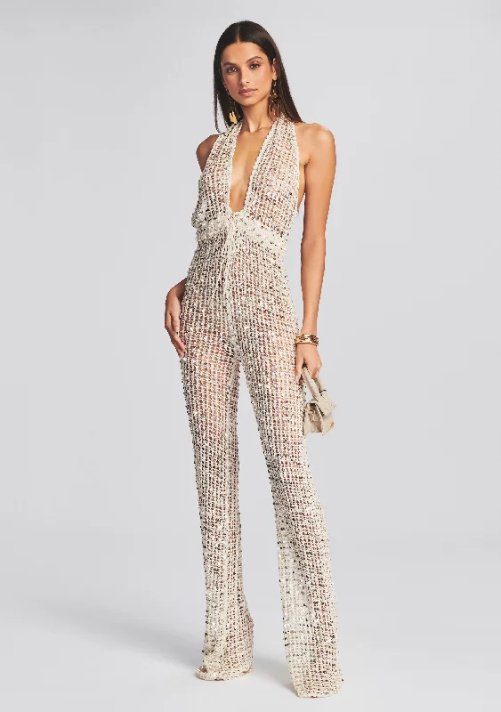 Last Chance Sale Tosca Sequin Crochet Jumpsuit