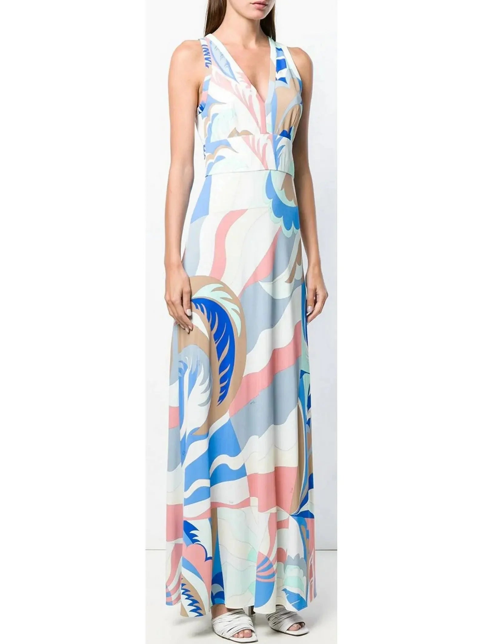 Limited Time Deal Printed Silk-Blend Maxi Dress