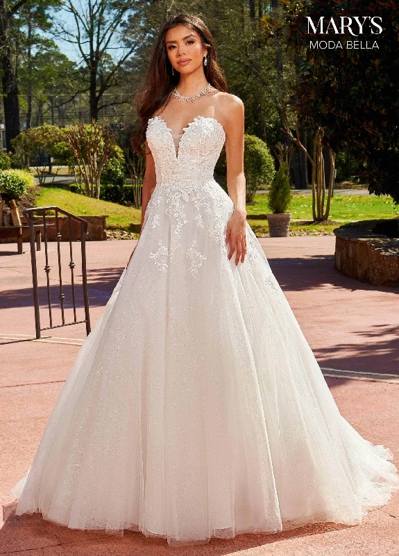 Refined Look Mary's Bridal MB2141 - Lace Appliqued Sweetheart Neck Wedding Gown