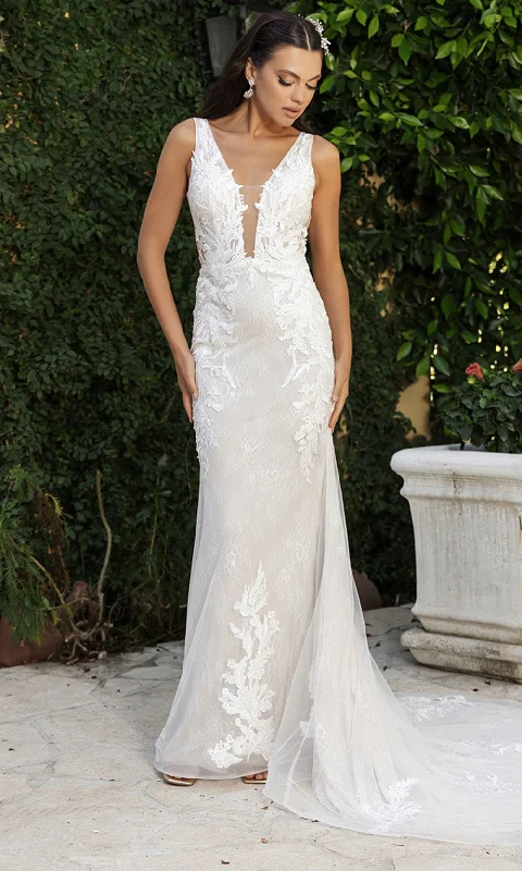 Modern Glamour May Queen RQ8147 - Lace Applique Sleeveless Bridal Gown