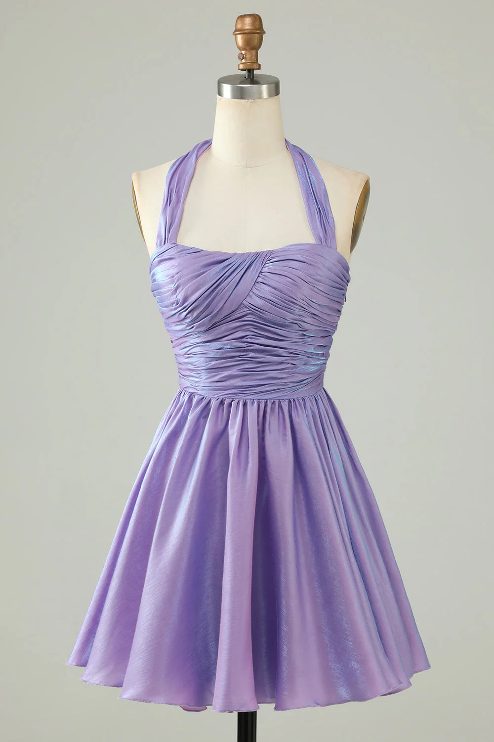 Fashion Sale Amzcw A Line Purple Halter Open Back Sleeveless Short Homecoming Dress