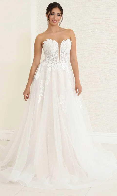 Stylish Looks May Queen RQ8131 - Strapless Applique Bridal Gown