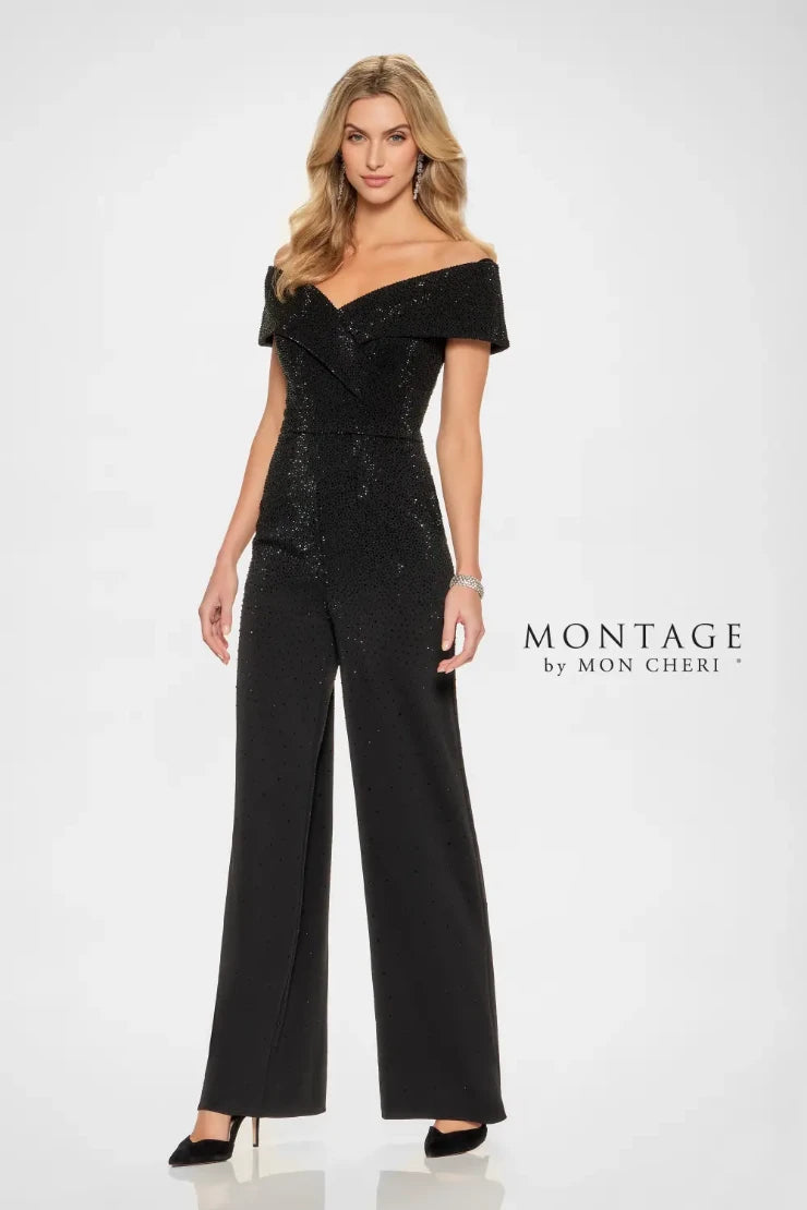 Absurdly Cheap Sale Montage M850 Stretch Crepe Jumpsuit w/ Stone Accents