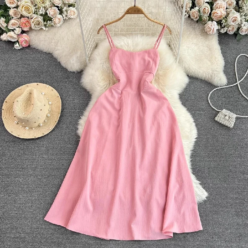 Feminine Soft - Hued Styles sleeveless mid-length A-line dress     S4036