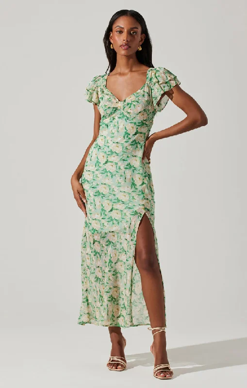 Casual Elegance Maisy Green Floral Dress