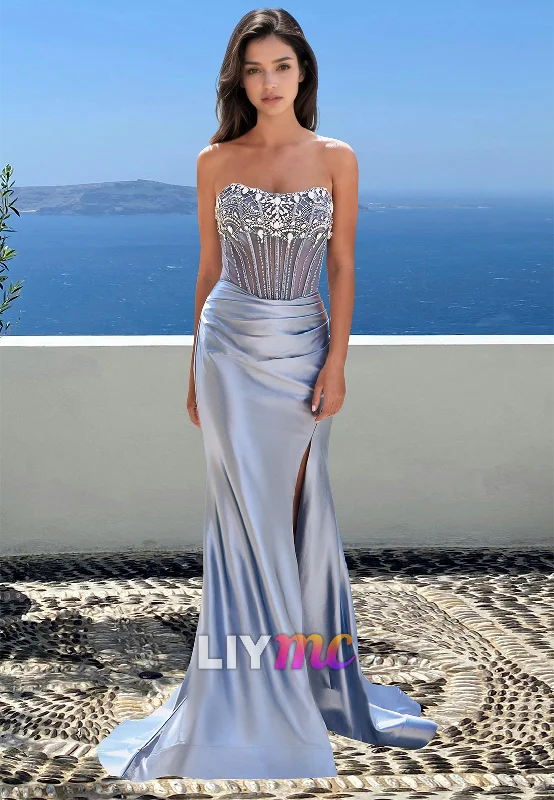 Casual Weekend Relaxed Style Off-Shoulder Sleeveless Pleated Sleek Mermaid Prom Dress