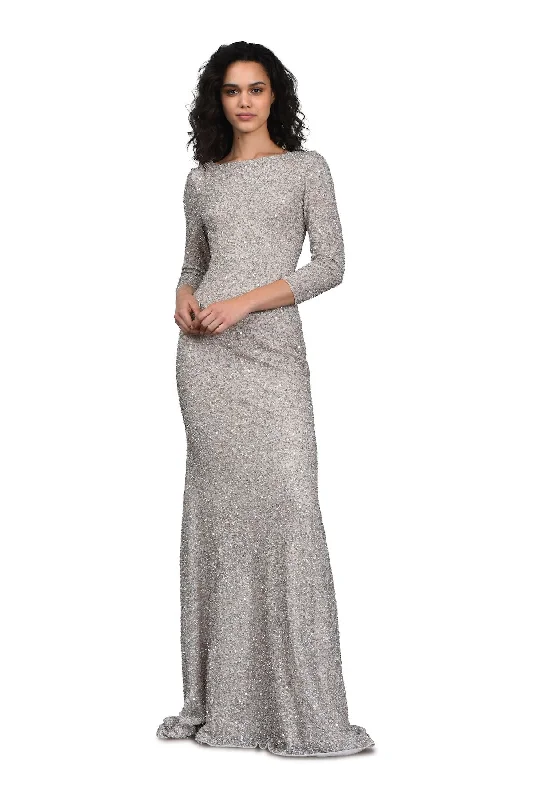 Trend Alert Theia nude hand embroidered sequin gown