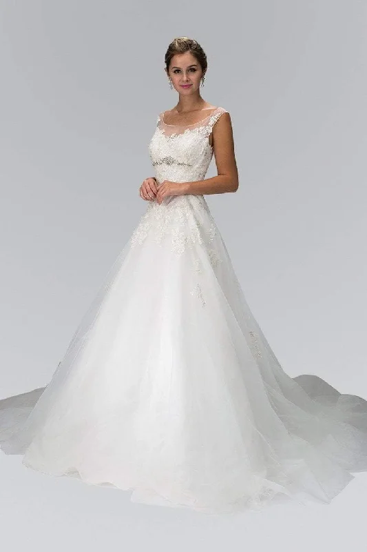 Trendy Street Style Elizabeth K Bridal - GL1355 Cap Sleeve Floral Appliqued Tulle Wedding Dress