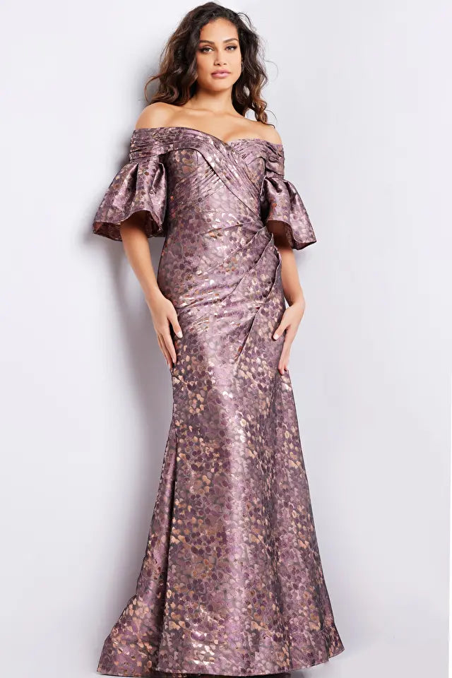 Elegant Style Jovani 26258 Jacquard Off Shoulder Gown