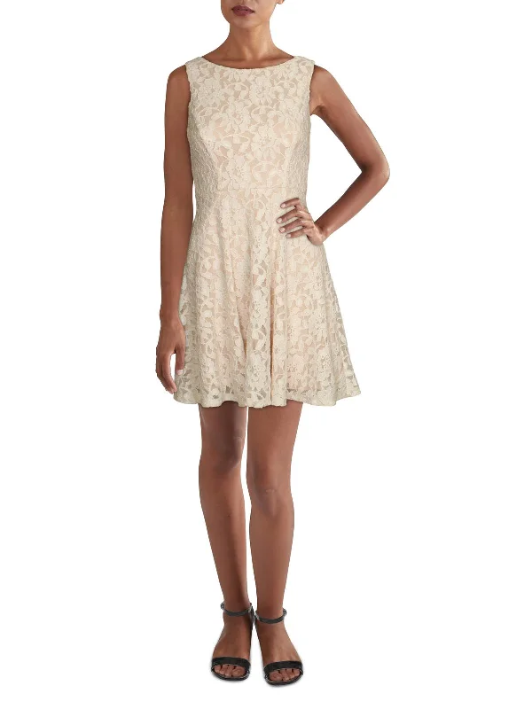 Elegant Attire For The Modern Lady Juniors Womens Lace Fit & Flare Mini Dress