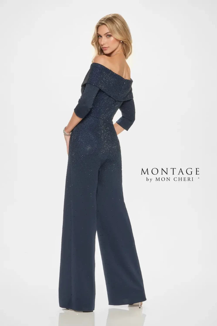 Stupidly Low Prices Montage M850 Stretch Crepe Jumpsuit w/ Stone Accents