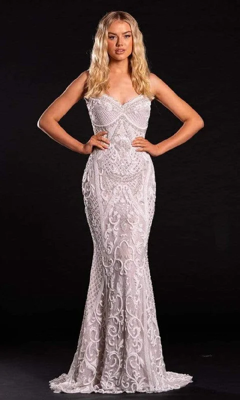 Elegant Contour Portia and Scarlett - PS21502C Embellished V Neck Trumpet Dress