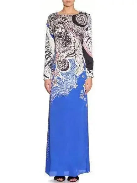 Cool Prices Lion Print Jersey Silk Maxi Dress