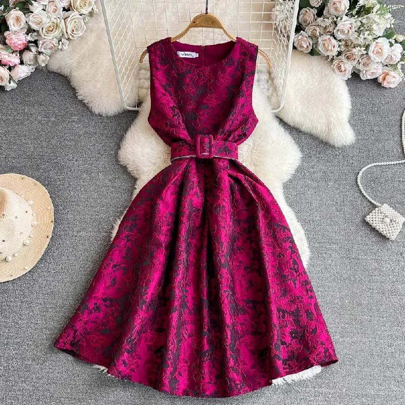 Best Seller Fashionable sleeveless round neck A-line dress      S3950